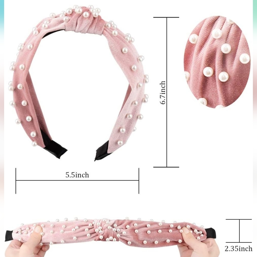 Cute Headbands for Women, Knotted Headbands Pearl Headband Wide Top Knot Turban - Picture 6 of 6